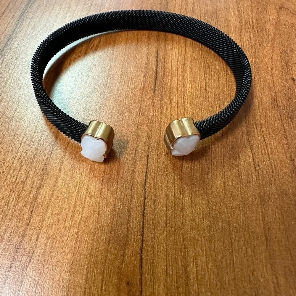 Elegant Black Bracelet with teddy bears on end. Bracelet only